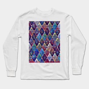 Multicoloured Diamond Scale Pattern Long Sleeve T-Shirt